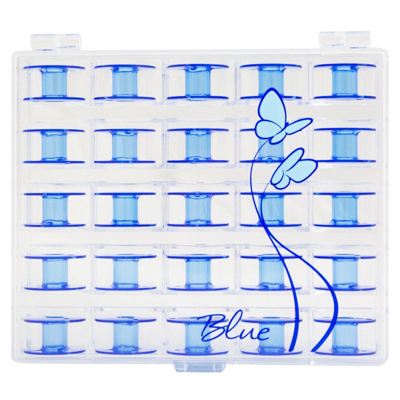 Janome Blue Sewing Machine Bobbins with Storage Case,25 Count